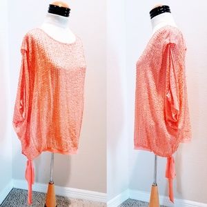 NWOT Fabulous Sheer Coral Sequins Blouse 💕